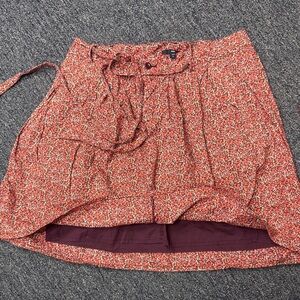 GAP Red Orange Ditsy Floral Lined Skirt